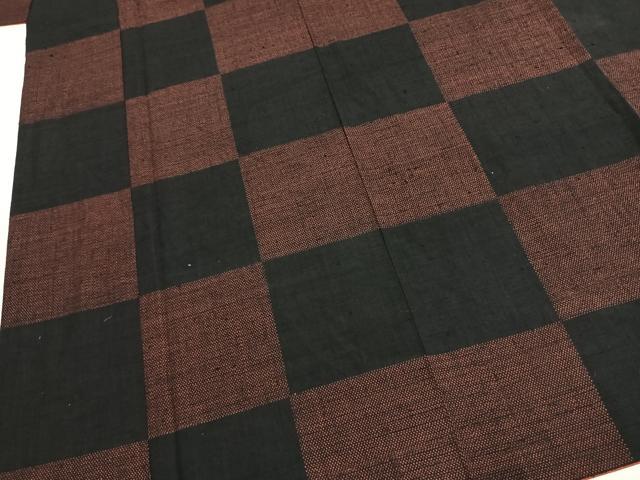 平和屋着物●上質な紬 道中着セット 市松文様 正絹 逸品 AABM3934fy