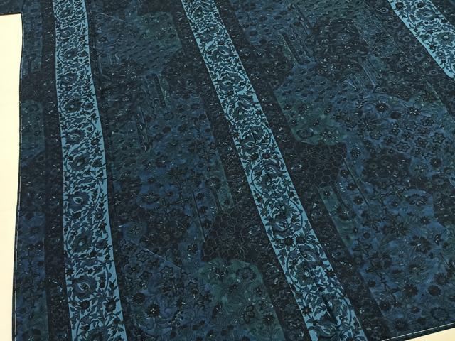 平和屋着物●上質な小紋 藍 更紗花文 京都きもの友禅扱い 正絹 逸品 未使用 AABM3936fy