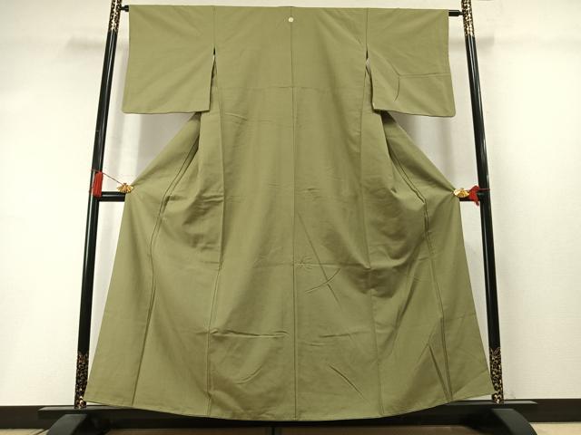 平和屋着物●結城紬 色無地 柳茶色 正絹 逸品 AABM3946fy