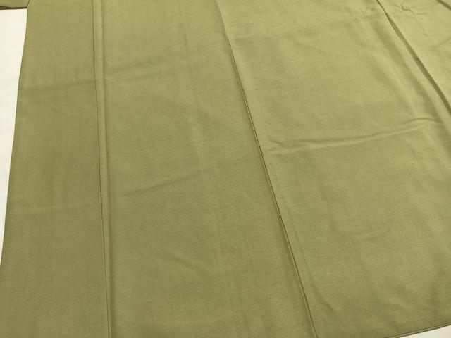 平和屋着物●結城紬 色無地 柳茶色 正絹 逸品 AABM3946fy