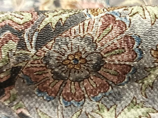平和屋着物●上質な小紋 更紗花文 鬼しぼ縮緬 正絹 逸品 未使用 AABM3956fy