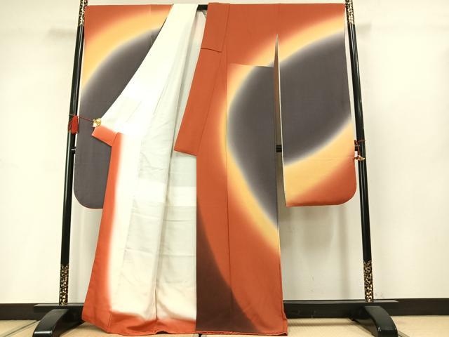 平和屋着物●豪華振袖 霞文 暈し染め 鬼しぼ縮緬 正絹 逸品 AABM3958fy
