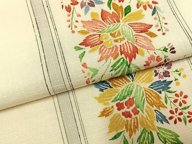 平和屋着物●上質な小紋 紬地 草花間道 正絹 逸品 AABM3965fy