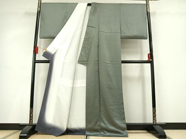 平和屋着物●江戸小紋 鮫小紋柄 黒地 正絹 逸品 AABM3969fy