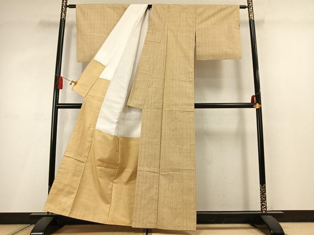 平和屋着物●上質な紬 縞 正絹 逸品 AABM3976fy