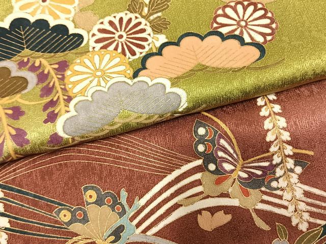 平和屋着物●訪問着 花蝶松文 暈し染め 金彩 正絹 逸品 AABM3978fy