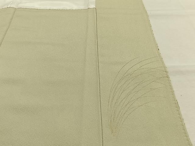 平和屋着物●訪問着 駒刺繍 舞葉文 金銀彩 正絹 逸品 AABM3979fy