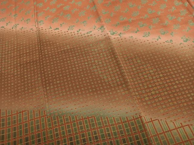 平和屋着物●訪問着 草花格子文 暈し染め 正絹 逸品 AABM3981fy