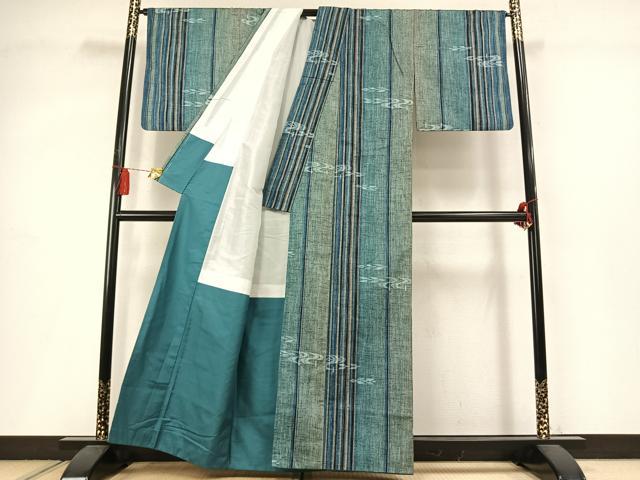 平和屋着物●上質な紬 流水矢羽文 正絹 逸品 未使用 AABM3982fy