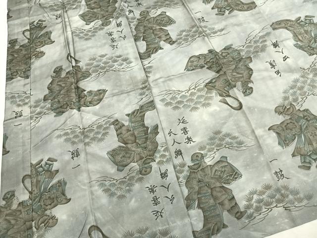 平和屋着物●男性 長襦袢 単衣 人物文 正絹 逸品 AABM3986fy