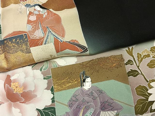 平和屋着物●豪華黒留袖 作家物 色紙重ね人物花文 暈し染め 金彩 反端付き 正絹 逸品 未使用 AABM3988fy