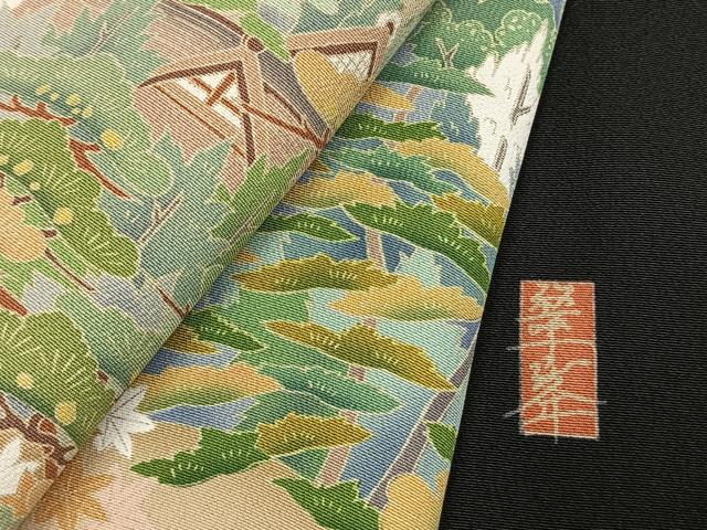 平和屋着物●豪華黒留袖 友禅 作家物 風景枝松文 正絹 逸品 AABM3990fy