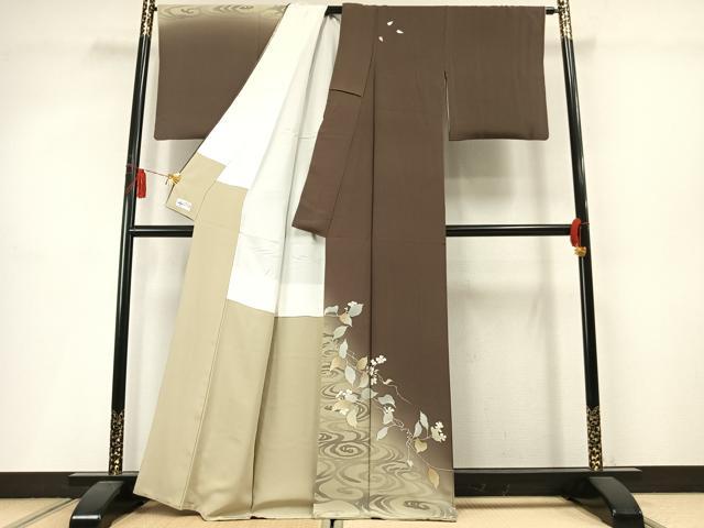 平和屋着物●訪問着 枝桜文 暈し染め 金彩 やまと誂製 正絹 逸品 AABM3992fy
