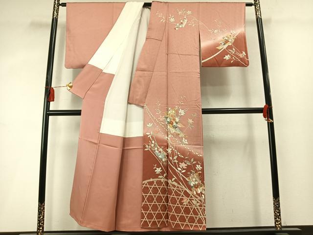 平和屋着物●訪問着 熨斗花文 暈し染め 金彩 正絹 逸品 AABM3994fy