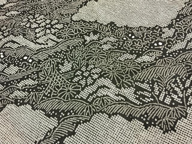 平和屋着物●訪問着 総絞り 松竹梅 黒地 正絹 逸品 未使用 AABM3998fy