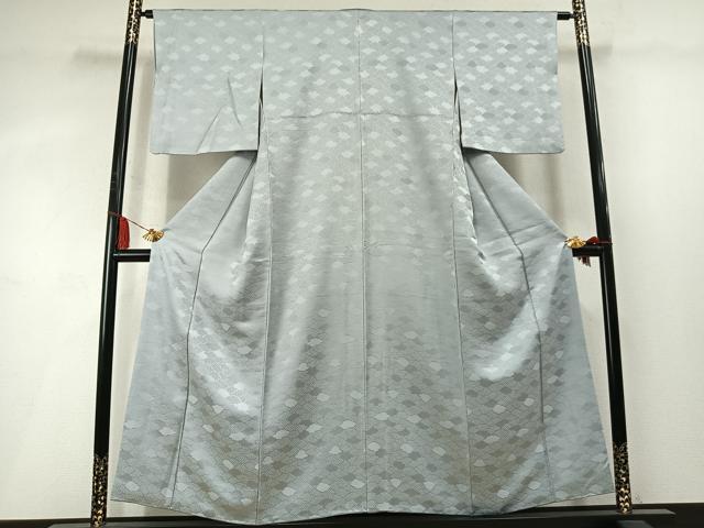 平和屋着物●上質な色無地 雲取り地紋 薄雲鼠色 正絹 逸品 AABM3999fy