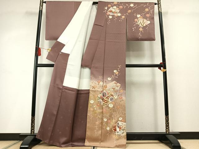 平和屋着物●訪問着 花蝶文 暈し染め 金銀彩 正絹 逸品 未使用 AABM4002fy