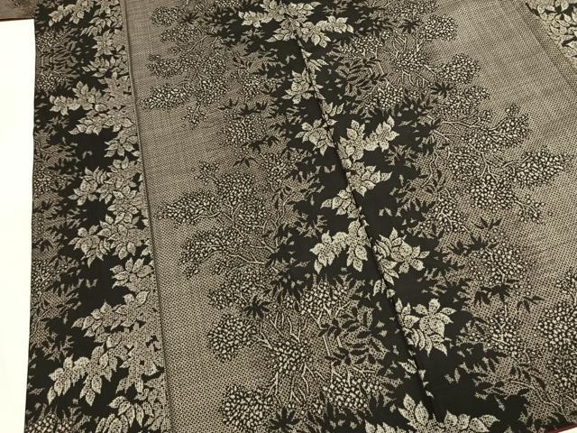 平和屋着物●本場大島紬 割り込み絣 草花文 正絹 逸品 AABM4004fy