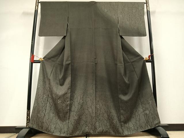 平和屋着物●訪問着 お召地 枝葉文 暈し染め 正絹 逸品 未使用 AABM4005fy