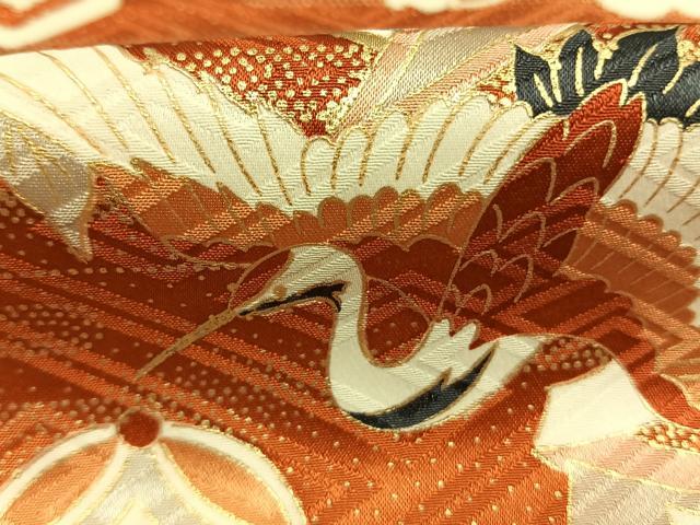 平和屋着物●豪華振袖 飛鶴扇面花文 暈し染め 金彩 正絹 逸品 AABM4008fy