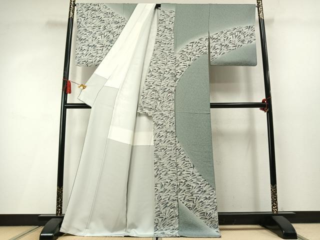 平和屋着物●京の染師 塩貝能教 訪問着 矢羽文 金通し地 正絹 逸品 AABM4009fy