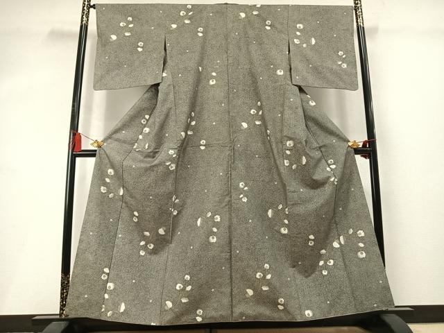 平和屋着物●本場染大島紬 草花文 正絹 逸品 AABM4010fy
