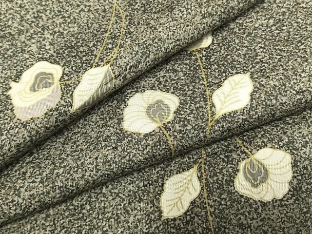 平和屋着物●本場染大島紬 草花文 正絹 逸品 AABM4010fy