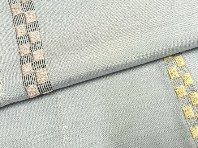 平和屋着物●五月みどりプロデュース 結城紬地 訪問着 総刺繍 抽象文様 銀糸 正絹 逸品 AABM4011fy