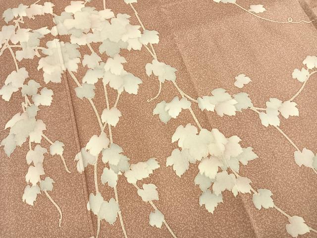 平和屋着物●本場縞大島紬 訪問着 蔦の葉文 正絹 逸品 AABM4012fy