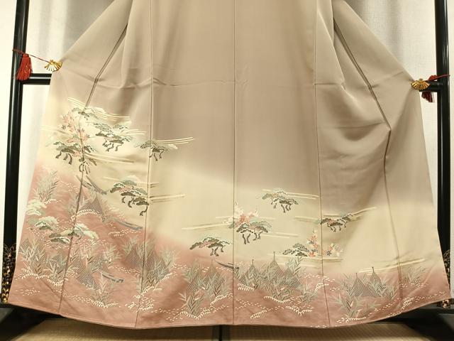 平和屋着物●訪問着 枝松風景文 暈し染め 金彩 正絹 逸品 AABM4015fy