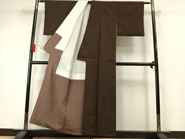 平和屋着物●上質な紬 幾何学文様 正絹 逸品 AABM4016fy