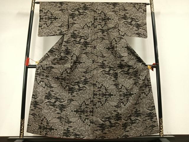 平和屋着物●本場大島紬 割り込み絣 風景文 正絹 逸品 AABM4019fy