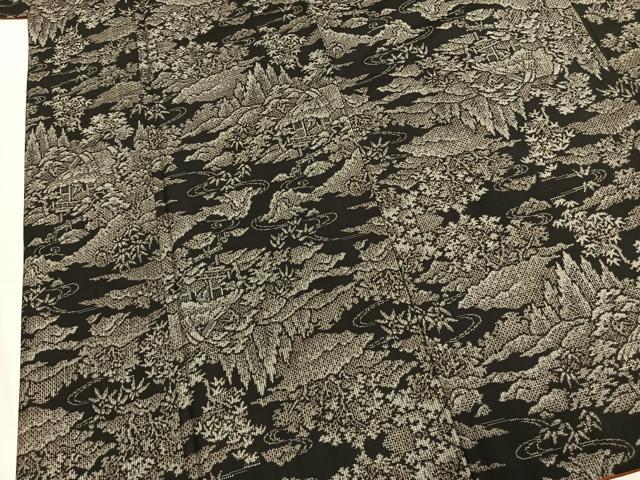 平和屋着物●本場大島紬 割り込み絣 風景文 正絹 逸品 AABM4019fy