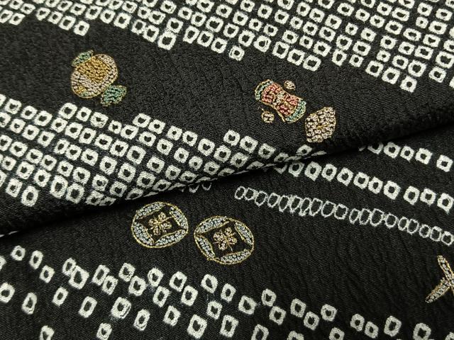 平和屋着物●中国三大刺繍 相良刺繍 訪問着 絞り 宝尽くし 金糸 正絹 逸品 未使用 AABM4020fy