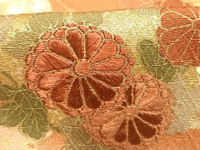 平和屋着物●上質な小紋 刺繍 枝花丸文 暈し染め 金彩 やまと誂製 正絹 逸品 AABM4022fy