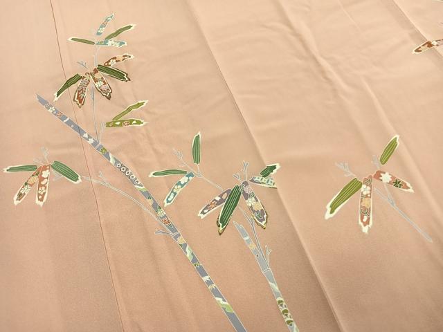平和屋着物●訪問着 笹竹花文 金彩 反端付き 正絹 逸品 AABM4028fy