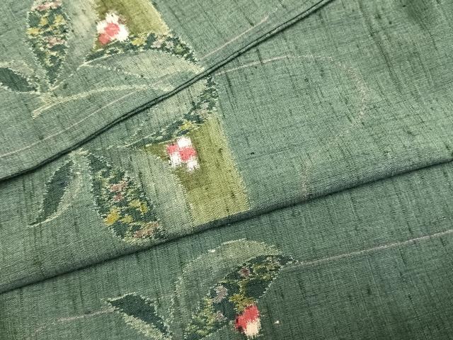 平和屋着物●宮脇綾子 紬 草花文 証紙付き 正絹 逸品 AABM4029fy