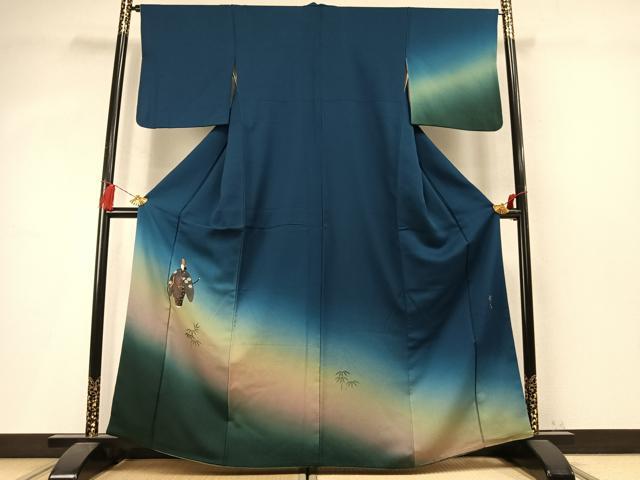 平和屋着物●訪問着 作家物 手描き 人物笹文 暈し染め 正絹 逸品 AABM4037fy