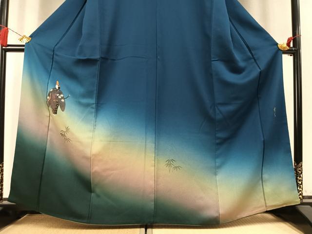 平和屋着物●訪問着 作家物 手描き 人物笹文 暈し染め 正絹 逸品 AABM4037fy