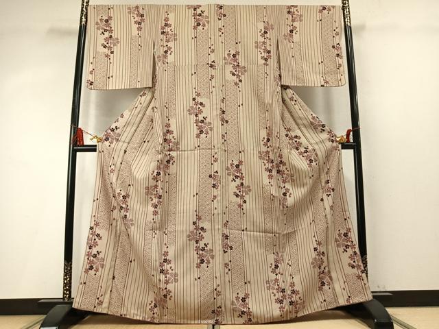平和屋着物●小紋 舞桜間道 洗える着物 AABM4048fy