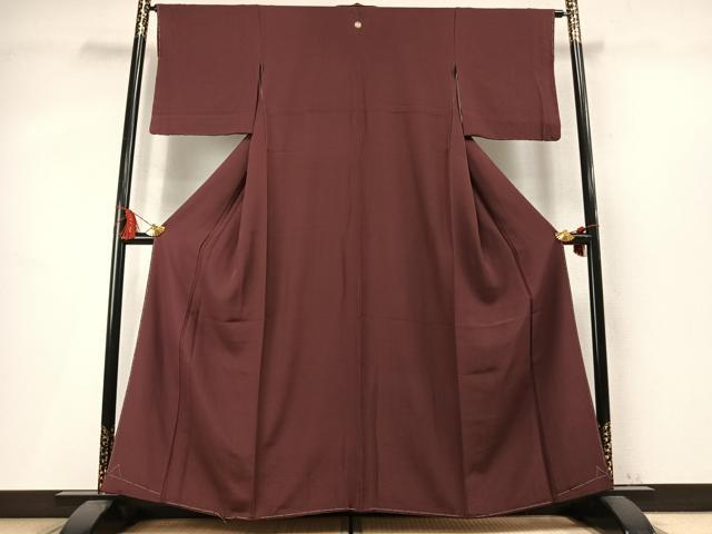 平和屋着物●上質な色無地 海老茶色 正絹 逸品 未使用 AABM4058fy