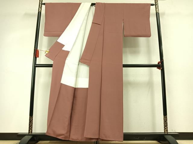 平和屋着物●上質な色無地 蘇芳香色 正絹 逸品 AABM4062fy