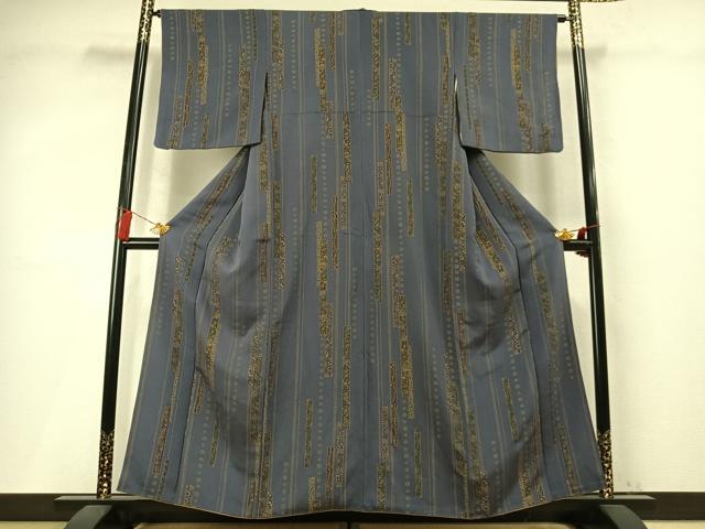 平和屋着物●上質な小紋 色紙花文 金彩 鬼しぼ縮緬 正絹 逸品 AABM4063fy