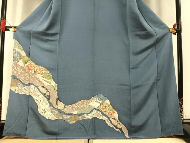 平和屋着物●訪問着 道長花文 金彩 鬼しぼ縮緬 正絹 逸品 AABM4072fy