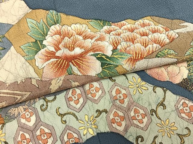 平和屋着物●訪問着 道長花文 金彩 鬼しぼ縮緬 正絹 逸品 AABM4072fy