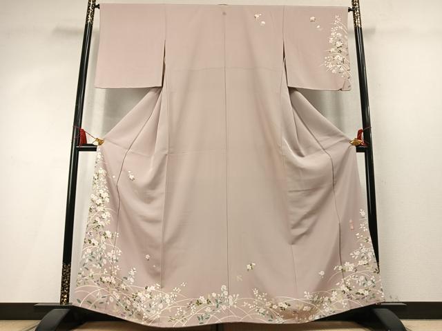 平和屋着物●京加賀友禅 百貫達雄 訪問着 草花文 銀座おゝぎ屋扱い 正絹 逸品 AABM4075fy