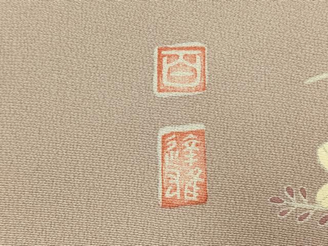 平和屋着物●京加賀友禅 百貫達雄 訪問着 草花文 銀座おゝぎ屋扱い 正絹 逸品 AABM4075fy