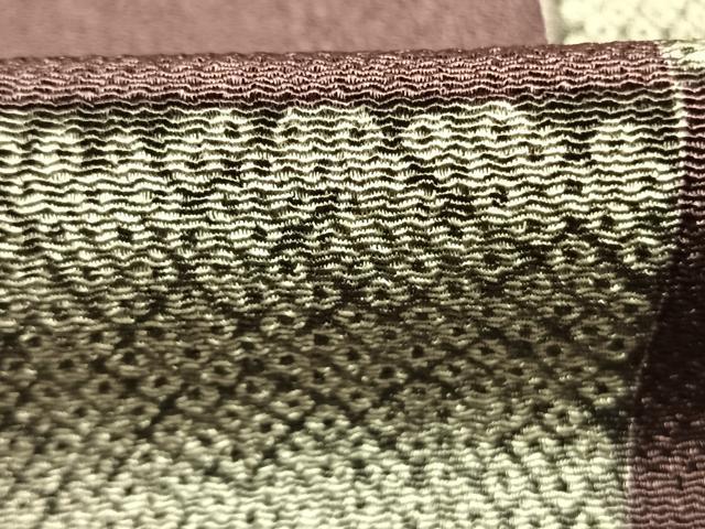 平和屋着物●上質な小紋 市松文様 鬼しぼ縮緬 正絹 逸品 AABM4078fy