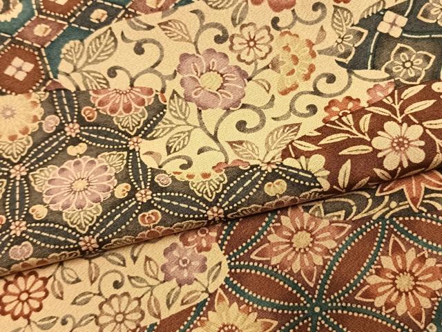 平和屋着物●訪問着 型染め 花唐草文 正絹 逸品 AABM4079fy