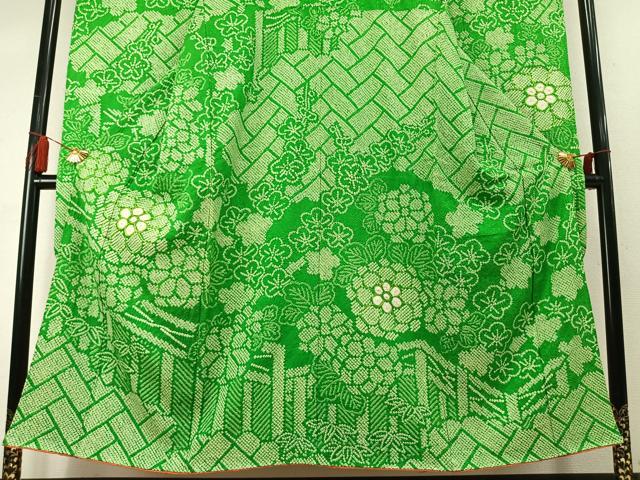 平和屋着物●豪華振袖 総絞り 駒刺繍 笹竹梅花文 正絹 逸品 AABM4080fy